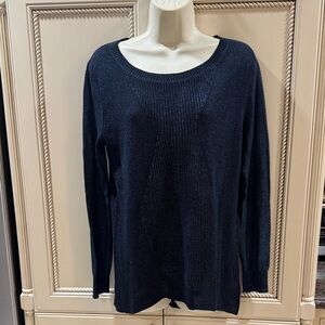 Trouvé Blue Black Metallic Crew Neck Sweater Small